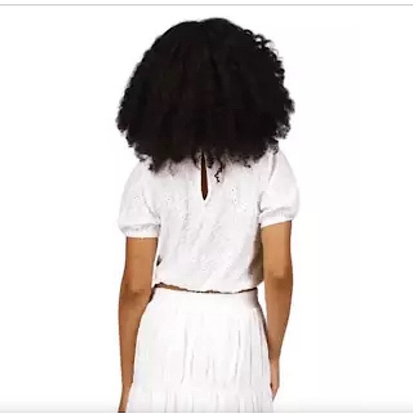 NWT. Michael Kors 2PC Eyelet Midi Skirt-Size L and Cropped Top-Size XL. White. - Picture 5 of 11